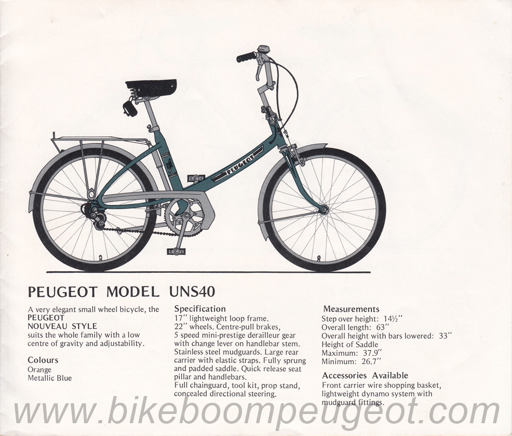 PEUGEOT Pris a Velo 650×25c 7s プジョー Peugeot 1974-1975 UK Brochure